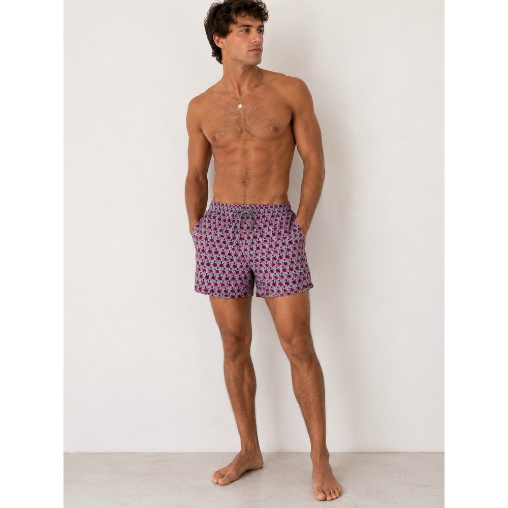 Zeybra Portofino Men's Swim Trunks Size L Pink Blue Flamingo Print Italy